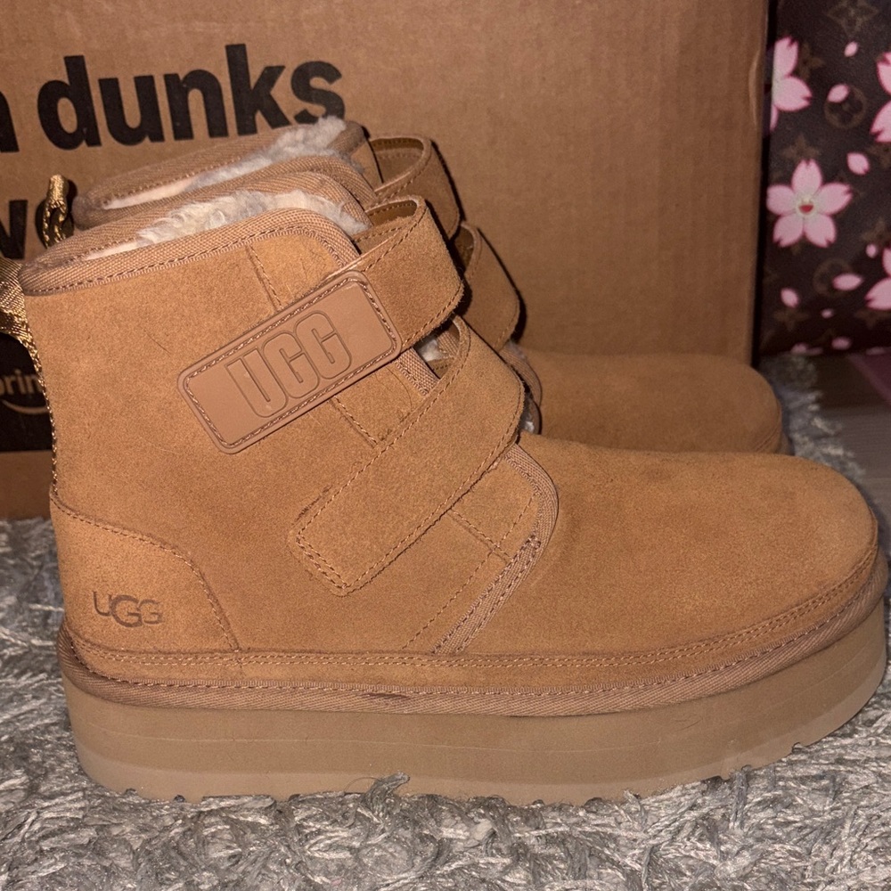 UGG Kids Brown Boots with Velcro Straps